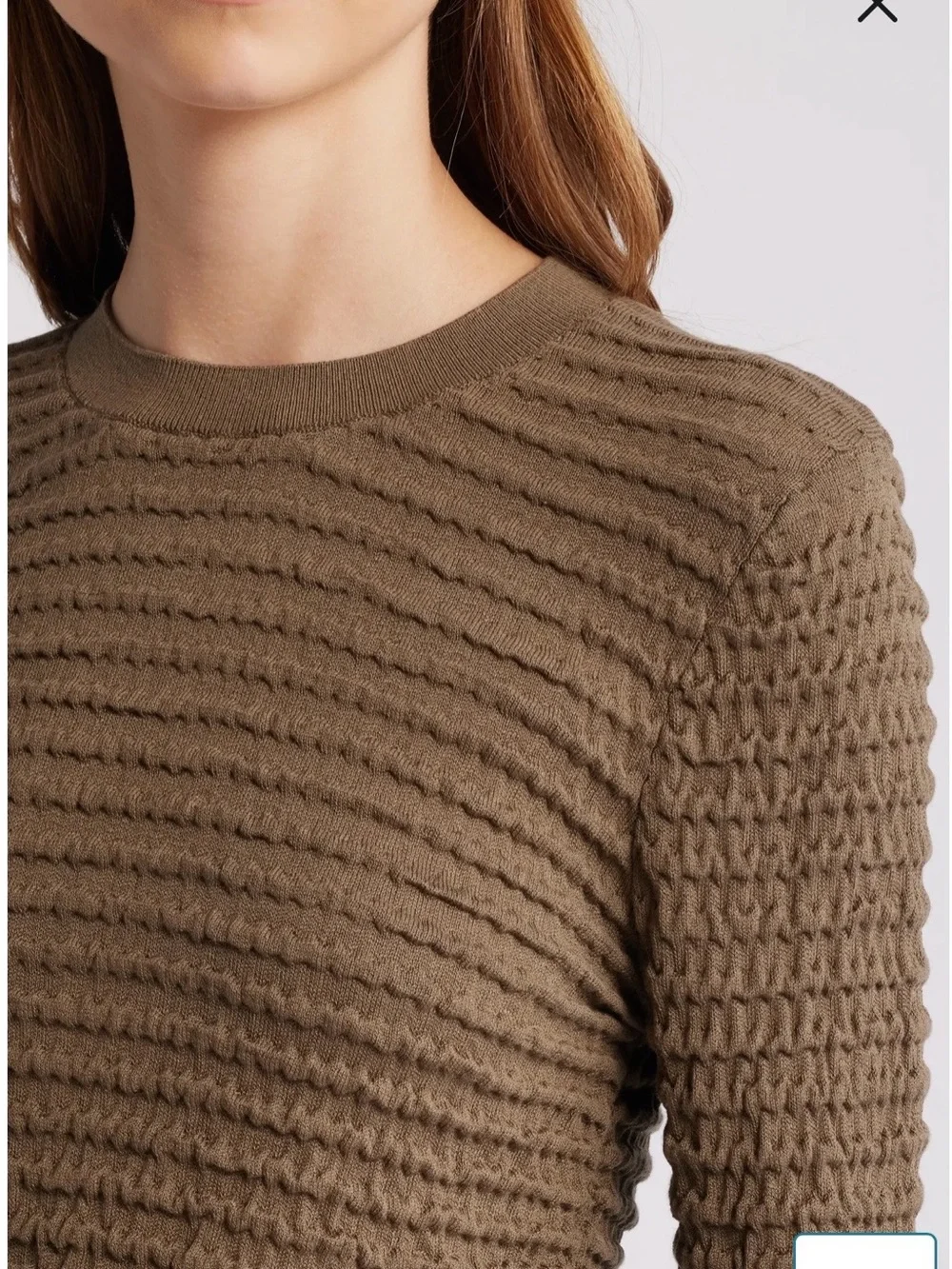 FRAME Olive Green Textured Ribbed Knit Top Small - Picture 2 of 6
